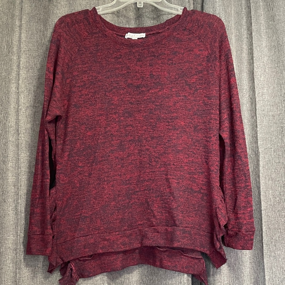 Moa Moa Marled Burgundy and Black Knit Pullover